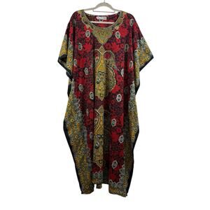 Vintage Sante Classics Kaftan Dress OS Floral Rhinestone Glitter Caftan Mumu